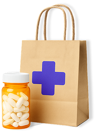 shopping bag and prescription bottle