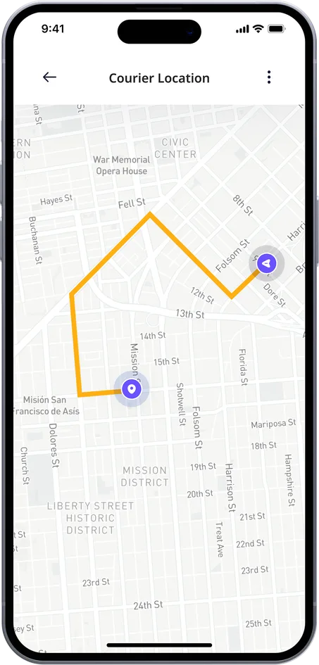 Courier location tracking in the DrHouse app
