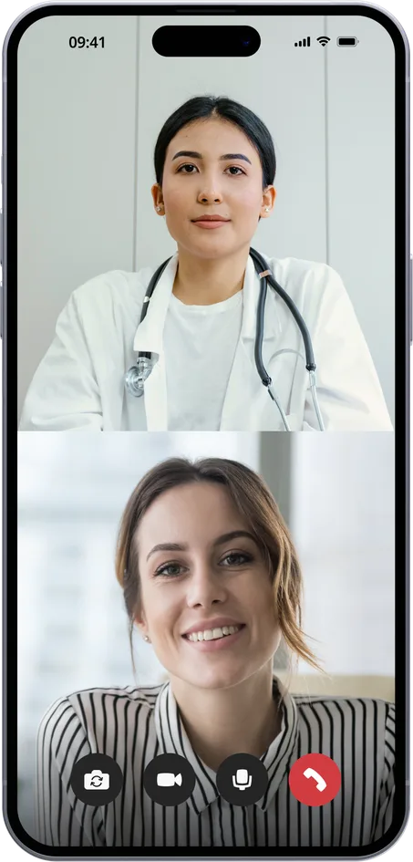 Online doctor video visit in the DrHouse app