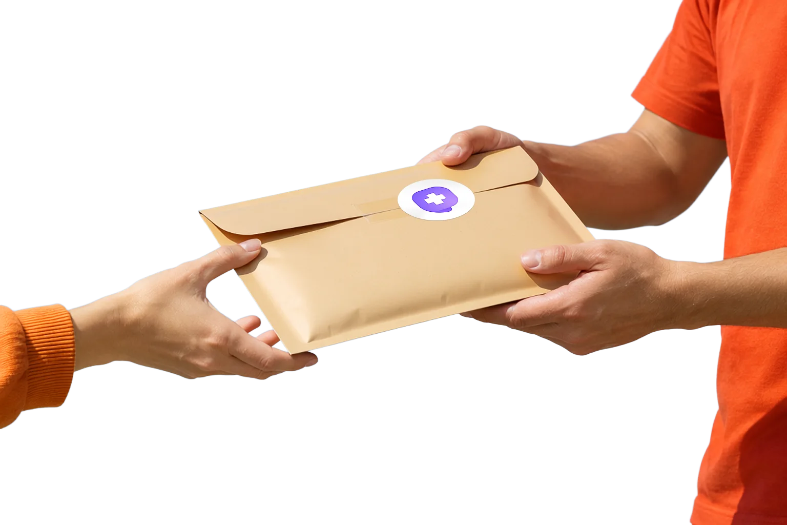 A prescription package being handed over
