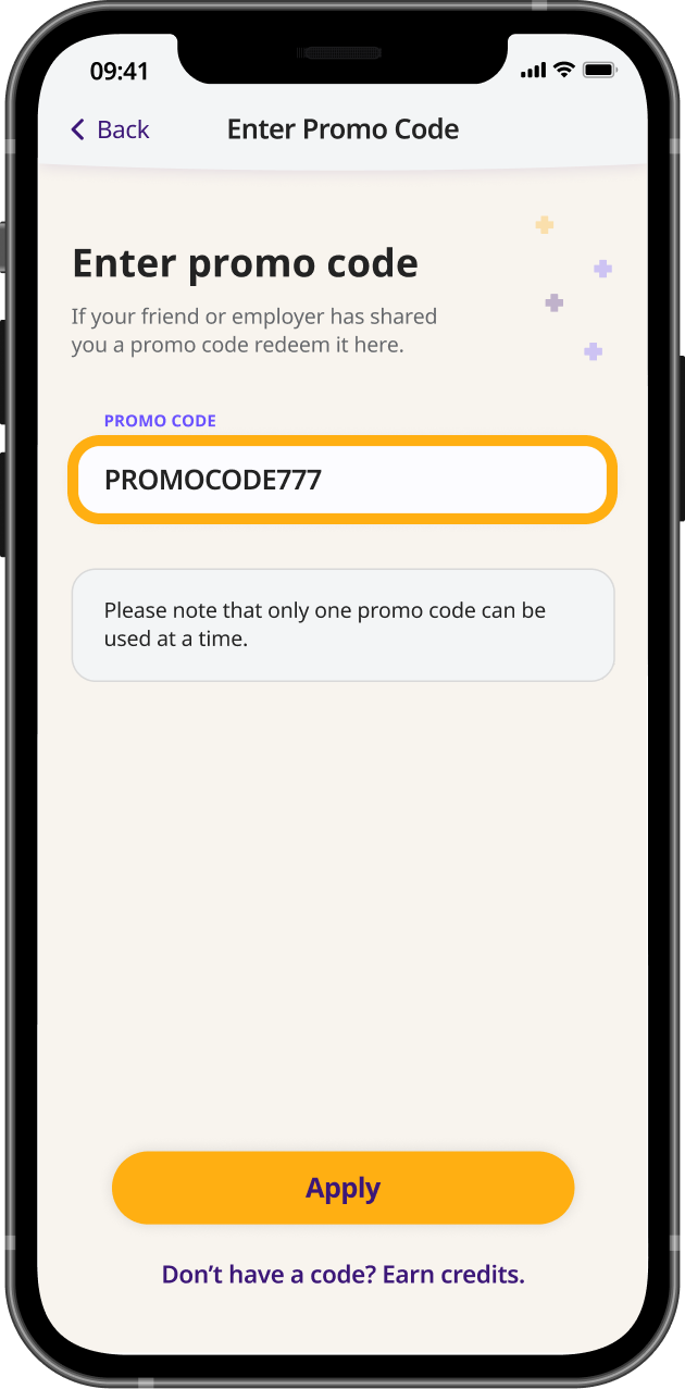 promo code field mobile